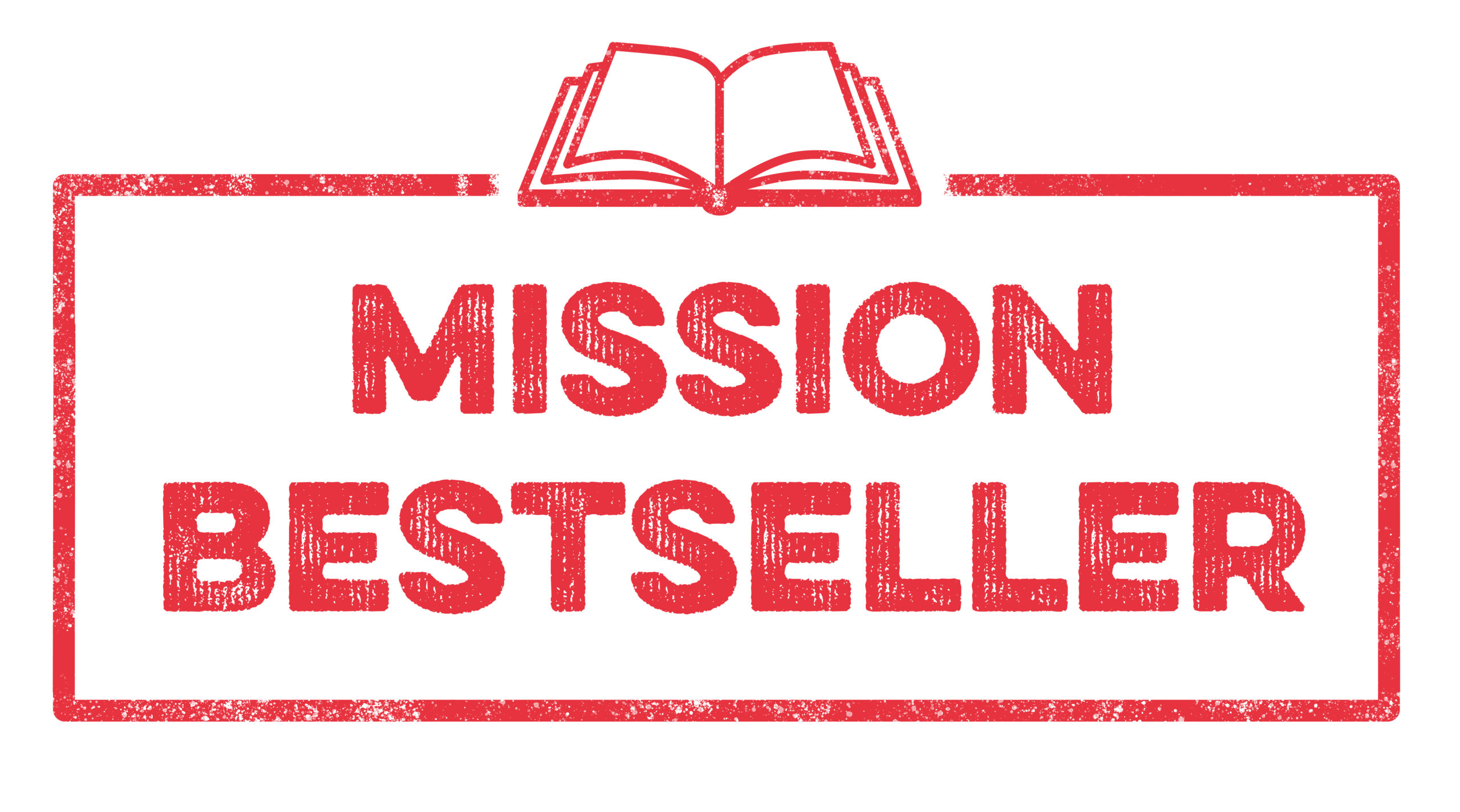 Schriftlogo Mission Bestseller mit einem gezeichneten aufgeschlagenen Buch darüber